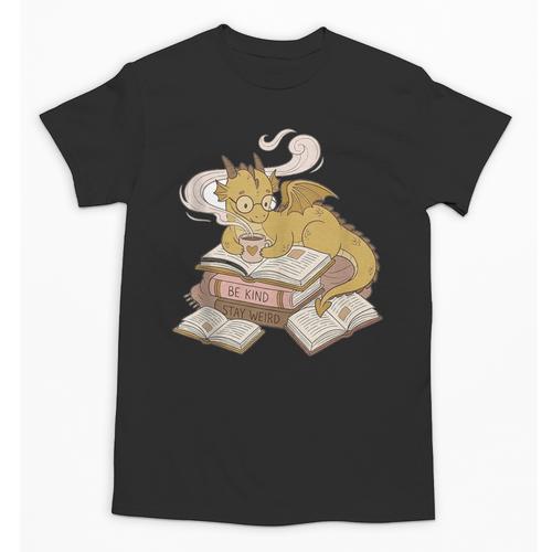 Be Kind Stay Weird Read Books Cute Dragon Unisex T-Shirt - Bookorys UK