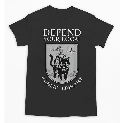 Knight Cat Defend Your Public Library Book Lover Unisex T-Shirt - Bookorys CA