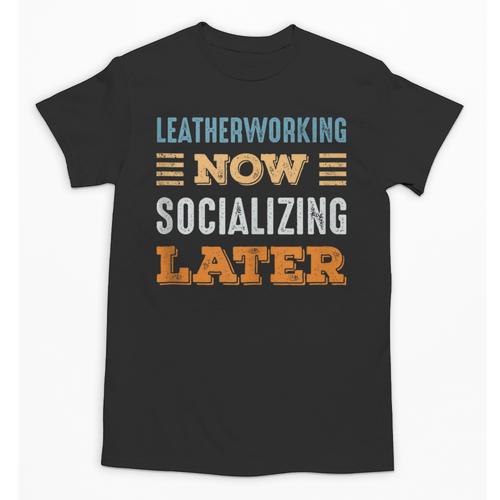 Leatherworking Now Minimal Socializing Introvert Vintage Unisex T-Shirt - Raresse