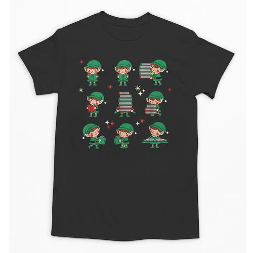 Librarian Book Lover Christmas Elf Reading Joy Unisex T-Shirt - Bookorys UK