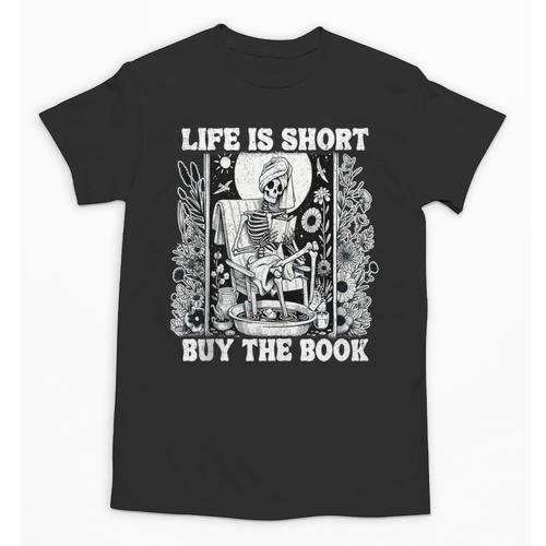 Life Is Short Buy The Book Introvert Skeleton Reading Unisex T-Shirt - Raresse