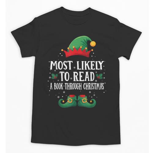 Most Likely To Read A Book Matching Christmas Elf Unisex T-Shirt - Bookorys CA