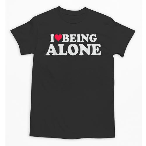 I Love Being Alone Introvert & Anxious Girl Red Heart Unisex T-Shirt - Raresse