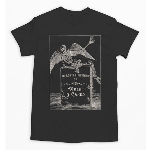 In Loving Memory Of When I Cared Skeleton Angel Tombstone Unisex T-Shirt - Easessy