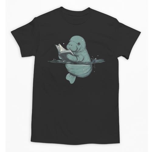 Manatee Reading Book Bookworm Manatees Ocean Animal Lover Unisex T-Shirt - Bookorys