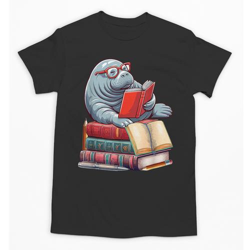 Manatee Reading Books Matching Bookworm Readers Librarian Unisex T-Shirt - Bookorys