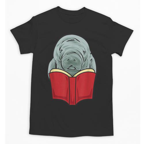 Manatee Reading Books Sea Animal Manatee Unisex T-Shirt - Bookorys CA