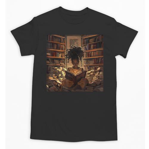 Melanin Afro Women Educated Reading Book History Unisex T-Shirt - Bookorys DE