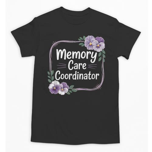 Memory Care Coordinator Purple Floral Pansies Unisex T-Shirt - Easessy