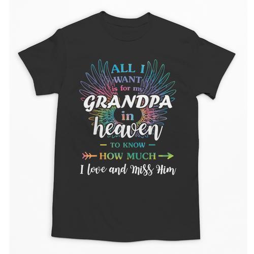 Memory For Grandpa In Heaven Angel Father Family Memorial Unisex T-Shirt - Easessy