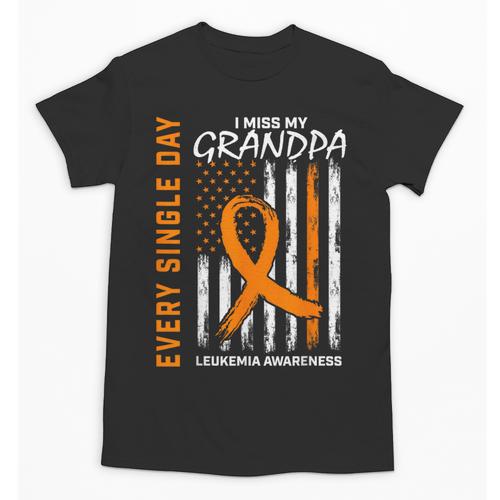 In Memory Of Grandpa Leukemia Awareness Products Flag Shirts Unisex T-Shirt - Easessy
