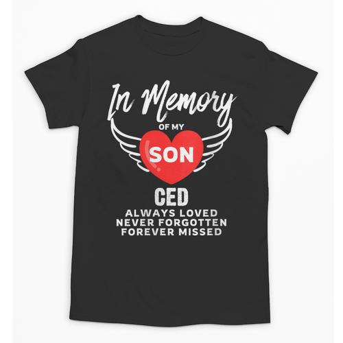 In Memory Of Son Ced Customized Personalized Memorial Unisex T-Shirt - Easessy