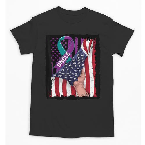 In Memory Of My Uncle Suicide Awareness American Flag Women Kids Men Unisex T-Shirt - Easessy