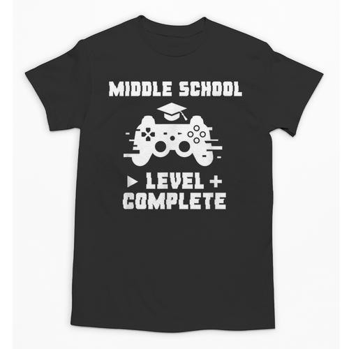 Middle School Level Complete Video Gamer Graduation Unisex T-Shirt - Best Gift Smart