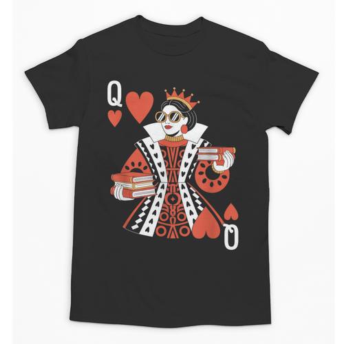 Modern Queen Of Hearts Book Lover Reading Novels Romantasy Unisex T-Shirt - Bookorys UK