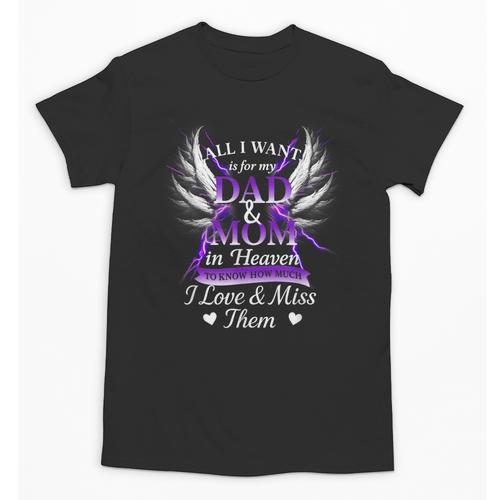 Mom & Dad My Angels In Memory Of Parents In Heaven Unisex T-Shirt - Easessy