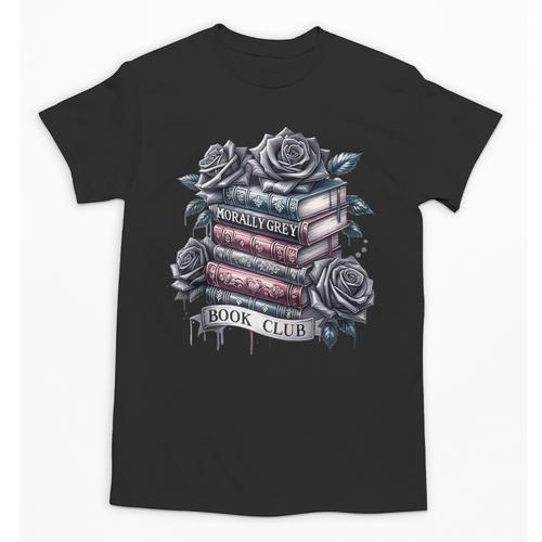 Morally Grey Book Club Floral Book Lover Graphic Unisex T-Shirt - Bookorys AU