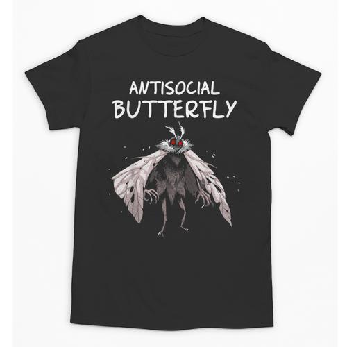 Mothman Shirt Antisocial Butterfly Introvert Cryptid Unisex T-Shirt - Raresse