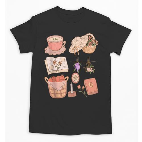 Nature Books And Cottage Core Picnic Art Unisex T-Shirt - Bookorys AU