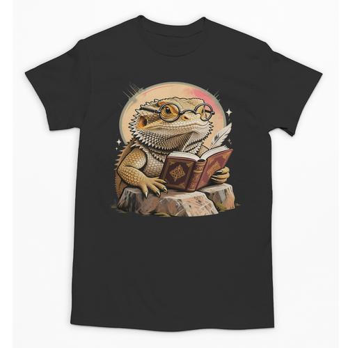 Nerdy Bearded Dragon Glasses Book Reading Unisex T-Shirt - Bookorys DE
