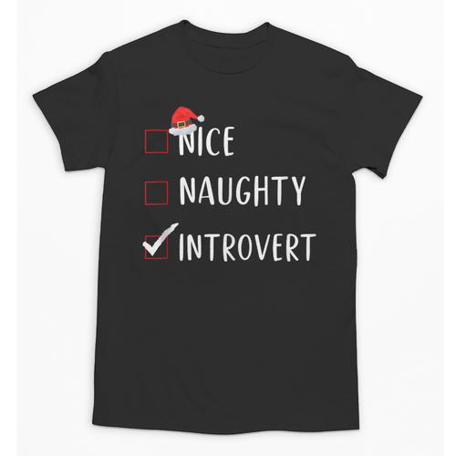 Nice Naughty Introvert List Christmas Introvert Unisex T-Shirt - Raresse