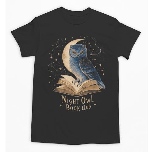 Night Owl Book Club Crescent Moon Late Night Reading Unisex T-Shirt - Bookorys DE