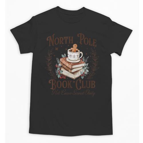 North Pole Book Club Hot Cocoa Served Daily Librarian Xmas Unisex T-Shirt - Bookorys DE