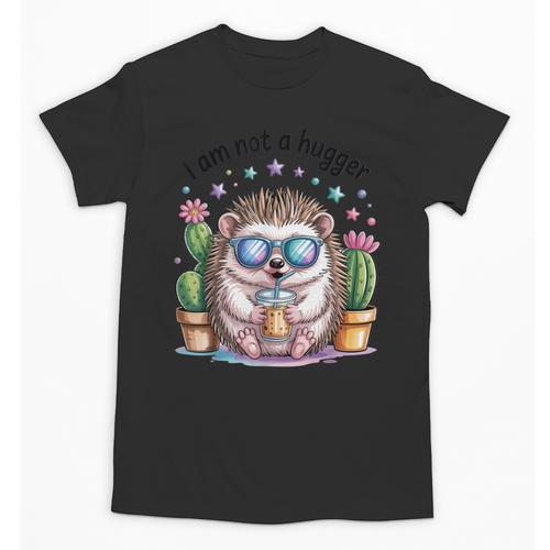 I Am Not a Hugger Introvert Hedgehog With Cactus Unisex T-Shirt - Raresse