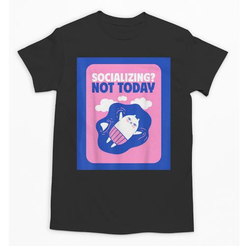 Not Today Cool Fun Cute Introvert Cat Character Unisex T-Shirt - Raresse