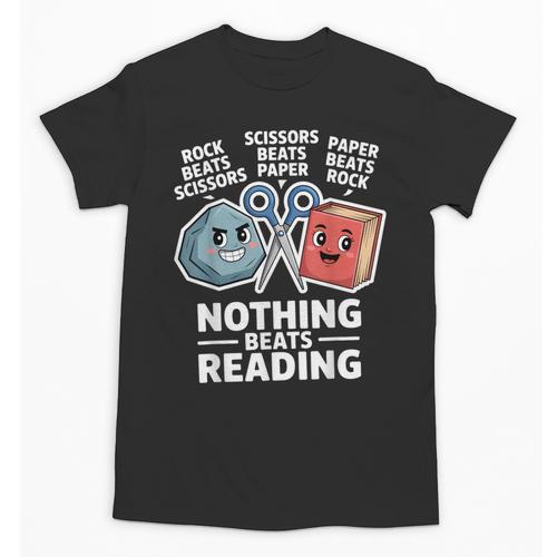 Nothing Beats Reading Rock Paper Scissors Book Lover Unisex T-Shirt - Bookorys