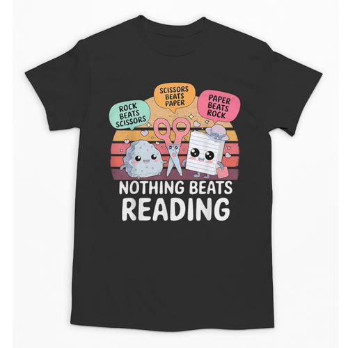 Nothing Beats Reading Rock Paper Scissors Books Lover Unisex T-Shirt - Bookorys AU