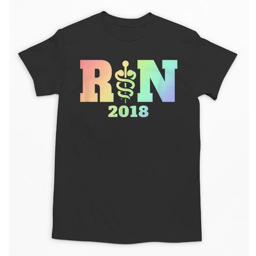 Nurse Graduation Shirt RN Est 2018 Rainbow Tshirt Unisex T-Shirt - Best Gift Smart