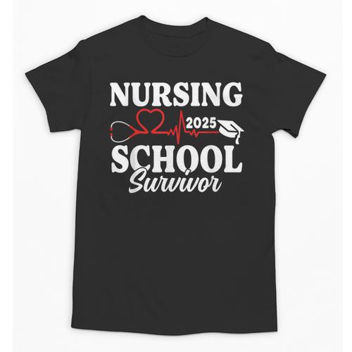 Nursing School Survivor 2025 RN ER Graduation Nurse Grad Unisex T-Shirt - Best Gift Smart