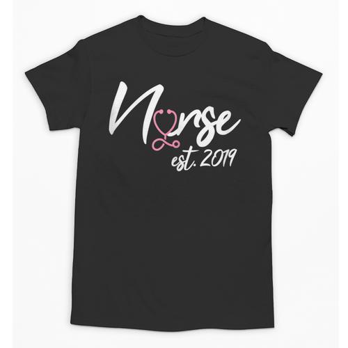 Nursing School Survivor Apparel Graduation Nurse RN EST 2019 Unisex T-Shirt - Best Gift Smart