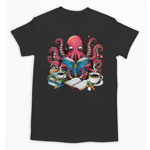 Octopus Reading Book Coffee Lover Bookaholic Bookworm Reader Unisex T-Shirt - Bookorys DE
