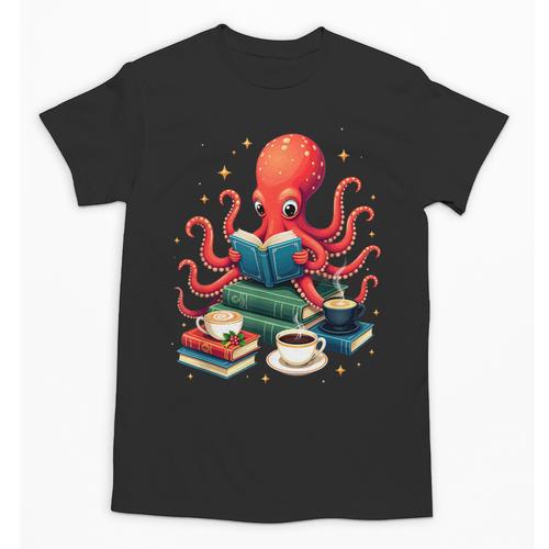 Octopus Reading Books Tea Coffee Unisex T-Shirt - Bookorys UK