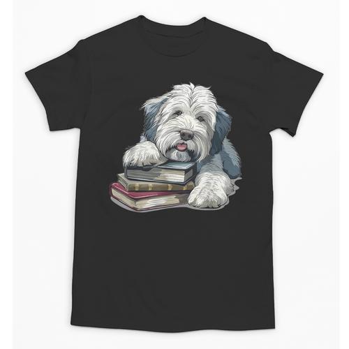 Old English Sheepdog Books Reading Dog Breed Graphic Unisex T-Shirt - Bookorys