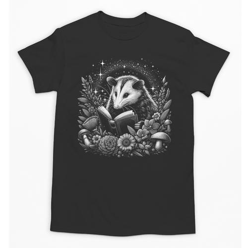 Opossum Floral Book Lover Cottagecore Fairycore Aesthetic Unisex T-Shirt - Bookorys UK