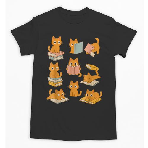 Orange Cats Reading Books Cat Lover Unisex T-Shirt - Bookorys