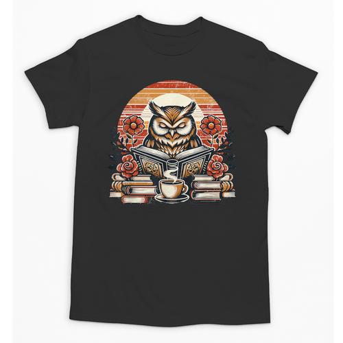 Owl Reading Books Book Library Bookworm Unisex T-Shirt - Bookorys