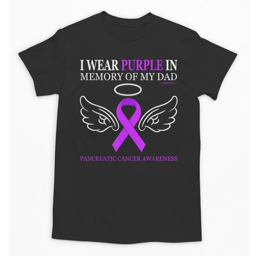 Pancreatic Cancer I Wear Purple In Memory Of My Dad Unisex T-Shirt - Easessy