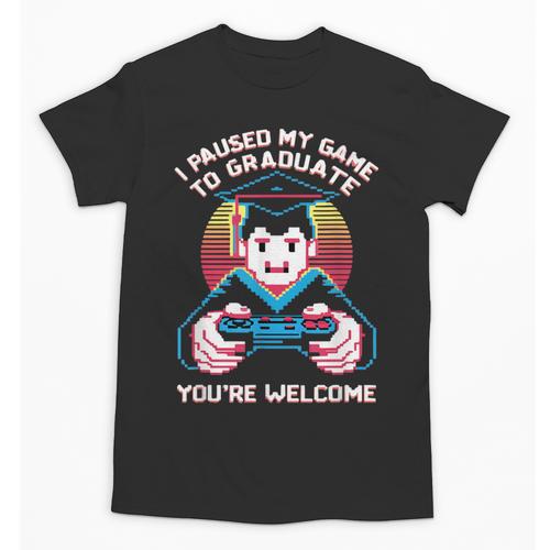 I Paused My Game To Graduate 2024 Gamer Graduation Unisex T-Shirt - Best Gift Smart