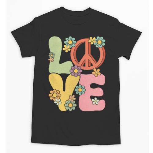Peace Sign Love Groovy Vibes Costume Nostalgia 1980s Fashion Unisex T-Shirt - Figerry