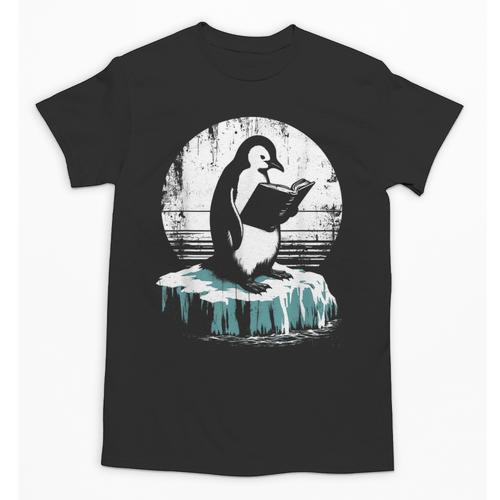Penguin Reading A Book Vintage Graphic Bookworm Lover Unisex T-Shirt - Bookorys DE
