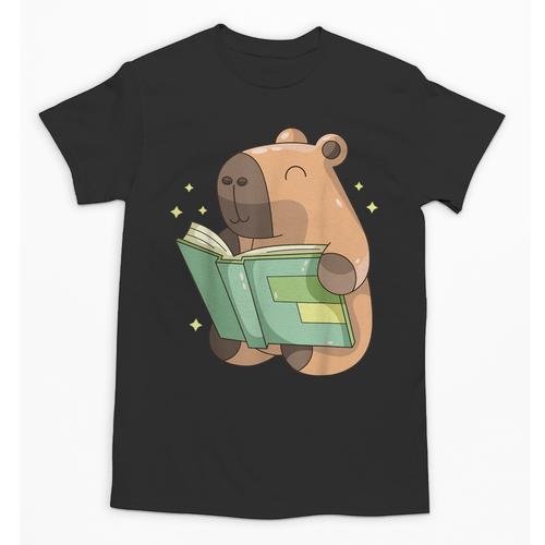 Pet Capybara Is Reading Library Capy Word Book Day Teacher Men Women Kids Unisex T-Shirt - Bookorys AU