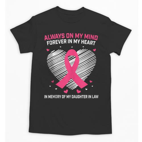 Pink In Memory Of Daughter In Law Breast Cancer Heart Print Unisex T-Shirt - Easessy
