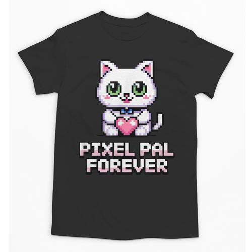 Pixel Art Pet Cat Y2K Retro Vintage Digital Nostalgia Tech Unisex T-Shirt - Figerry