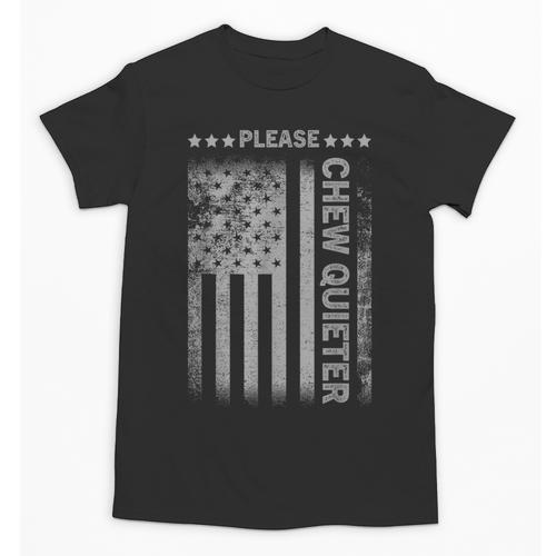 Please Chew Quieter Introvert USA Flag Vintage Unisex T-Shirt - Raresse