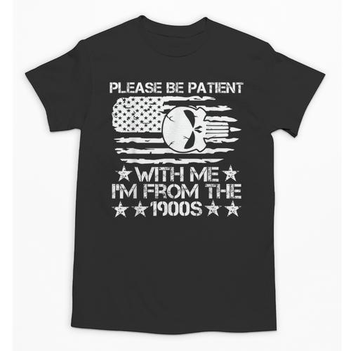 Please Be Patient With Me I'm From The 1900s USA Flag Skull Unisex T-Shirt - Figerry