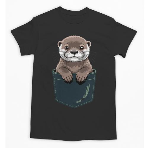 Pocket Otter Lover Introvert Cute Animal Fun Surprise Unisex T-Shirt - Raresse